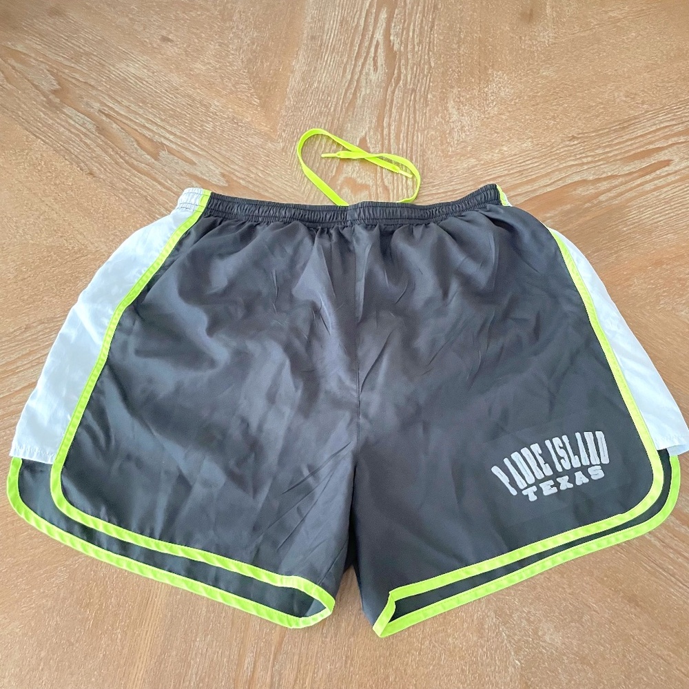 padre island athletic running shorts black and green (s)